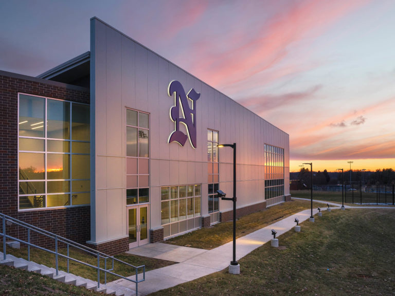 Building exterior at dusk